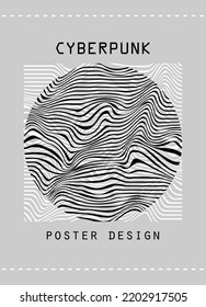 Abstract poster in cyberpunk style for your banner, flyer or business card. Modern, trendy colors, minimalism art, vector illustration.