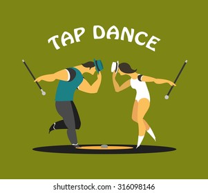 Abstract poster dances movement, vector illustration stylized characters