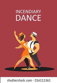 Abstract poster dances movement, vector illustration stylized characters