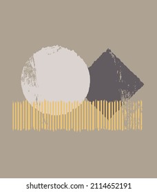 Abstract poster depicting simple shapes. Modern minimalist background in modern boho style.