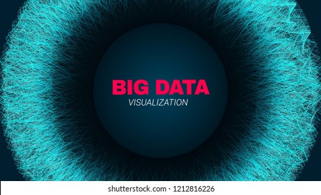 Abstract Poster with Depth of Field. Bid Data Stream Visualization. Futuristic Fractal with Light Concept. Wave Technology Banner for Business Web Presentation. Effect of Depth of Round Virtual Tunnel