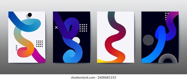 abstract poster design, poster design background vector set.  Cover  Design template with vibrant abstract gradient geometric shape. Ideal design for social media, flyer, party, Effect 