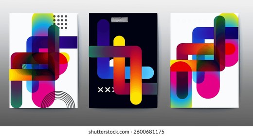 abstract poster design, poster design background vector set.  Cover  Design template with vibrant abstract gradient geometric shape. Ideal design for social media, flyer, party, Effect 