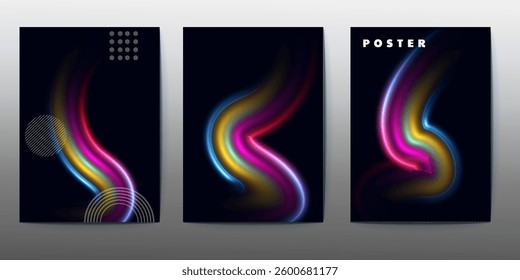 abstract poster design, poster design background vector set.  Cover  Design template with vibrant abstract gradient geometric shape. Ideal design for social media, flyer, party, Effect 