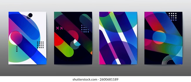 abstract poster design, poster design background vector set.  Cover  Design template with vibrant abstract gradient geometric shape. Ideal design for social media, flyer, party, Effect 
