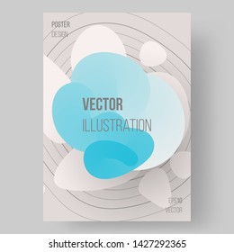 Abstract poster design. Blue white liquid shape. Futuristic graphic element and line. Eps10 vector.