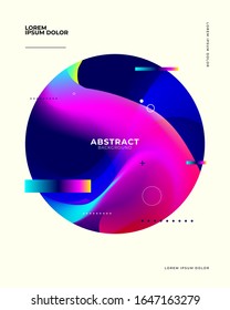 Abstract poster design with colorful fluid and liquid shape element.