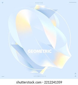 Diseño de afiches abstractos con formas geométricas iridiscentes 3D. Plantilla de vectores para carteles, web, volantes y banner.