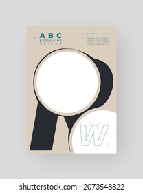 Resumen Diseño de afiches. Ilustración mínima en formato vertical A4. Tipo distorsionado. Cartas en burbujas.