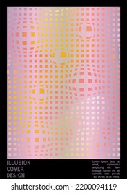 Abstract Poster Design with Optical Illusion Effect. Modern Psychedelic Cover Page Collection. Rainbow Wave Lines Background. Fluid Stripes Art. Swiss Design. Vector Illustration for Banner. 