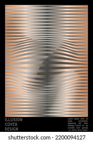 Resumen Diseño de afiches con efecto de ilusión óptica. Colección moderna de portadas psicodélicas. Fondo de las líneas de onda del arcoiris. Arte de Rayas Fluidas. Diseño Suizo. Ilustración vectorial para el folleto. 
