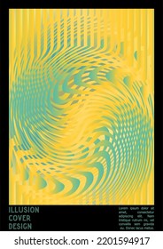 Resumen Diseño de afiches con efecto de ilusión óptica. Colección mínima de portadas psicodélicas. Fondo De Coloridas Líneas De Onda. Arte de Rayas Fluidas. Diseño Suizo. Ilustración vectorial para volante.