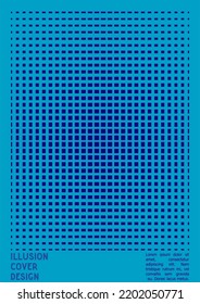 Abstract Poster Design with Optical Illusion Effect. Minimal Psychedelic Cover Page Collection. Bright Wave Lines Background. Fluid Stripes Art. Swiss Design. Vector Illustration for Placard.
