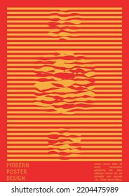 Resumen Diseño de afiches con efecto de ilusión óptica. Colección moderna de portadas psicodélicas. Fondo De Coloridas Líneas De Onda. Arte de Rayas Fluidas. Diseño Suizo. Ilustración vectorial para folleto.