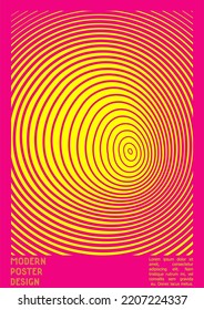 Abstract Poster Design with Optical Illusion Effect. Minimal Psychedelic Cover Page Collection. Monochrome Wave Lines Background. Fluid Stripes Art. Swiss Design. Vector Illustration for Flyer.