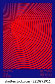 Abstract Poster Design with Optical Illusion Effect. Minimal Psychedelic Cover Page Collection. Monochrome Wave Lines Background. Fluid Stripes Art. Swiss Design. Vector Illustration for Magazine.