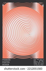 Abstraktes Poster-Design mit optischem Illusionseffekt. Minimale Kollektion von psychedelischen Titelseiten. Helle Wellenlinien, Hintergrund. Fluid Stripes Art. Swiss Design. Vektorgrafik zum Bericht.