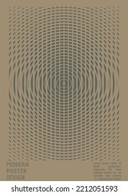 Resumen Diseño de afiches con efecto de ilusión óptica. Colección mínima de portadas psicodélicas. Fondo de las líneas de ondas grises. Arte de Rayas Fluidas. Diseño Suizo. Ilustración vectorial para pancarta. 