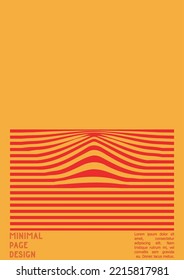 Abstract Poster Design with Optical Illusion Effect. Minimal Psychedelic Cover Page Collection. Neon Wave Lines Background. Fluid Stripes Art. Swiss Design. Vector Illustration for Report.