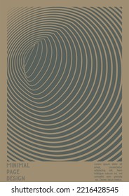 Abstraktes Poster-Design mit optischem Illusionseffekt. Modern Psychedelic Cover Page Collection. Brauner Wind legt den Hintergrund fest. Fluid Stripes Art. Swiss Design. Vektorgrafik für den Flyer,