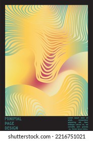 Abstraktes Poster-Design mit optischem Illusionseffekt. Minimale Kollektion von psychedelischen Titelseiten. Neon Wave Lines Hintergrund. Fluid Stripes Art. Swiss Design. Vektorgrafik zur Platzierung.