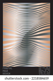 Abstract Poster Design with Optical Illusion Effect. Minimal Psychedelic Cover Page Collection. Brown Wave Lines Background. Fluid Stripes Art. Swiss Design. Vector Illustration for Booklet. 
