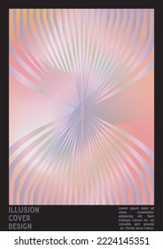 Abstract Poster Design with Optical Illusion Effect. Minimal Psychedelic Cover Page Collection. Monochrome Wave Lines Background. Fluid Stripes Art. Swiss Design. Vector Illustration for Magazine.