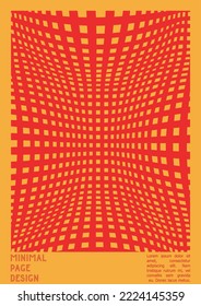 Abstraktes Poster-Design mit optischem Illusionseffekt. Minimale Kollektion von psychedelischen Titelseiten. Neon Wave Lines Hintergrund. Fluid Stripes Art. Swiss Design. Vektorgrafik zum Bericht.