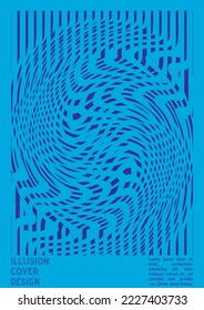 Abstract Poster Design with Optical Illusion Effect. Modern Psychedelic Cover Page Collection. Colourful Wave Lines Background. Fluid Stripes Art. Swiss Design. Vector Illustration for Magazine.