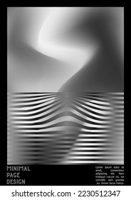Abstract Poster Design with Optical Illusion Effect. Minimal Psychedelic Cover Page Collection. Bright Wave Lines Background. Fluid Stripes Art. Swiss Design. Vector Illustration for Flyer.