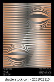 Abstract Poster Design with Optical Illusion Effect. Modern Psychedelic Cover Page Collection. Pastel Wave Lines Background. Fluid Stripes Art. Swiss Design. Vector Illustration for Banner. 