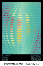 Abstract Poster Design with Optical Illusion Effect. Modern Psychedelic Cover Page Collection. Monochrome Wave Lines Background. Fluid Stripes Art. Swiss Design. Vector Illustration for Booklet. 