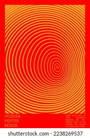 Abstract Poster Design with Optical Illusion Effect. Minimal Psychedelic Cover Page Collection. Monochrome Wave Lines Background. Fluid Stripes Art. Swiss Design. Vector Illustration for Report.