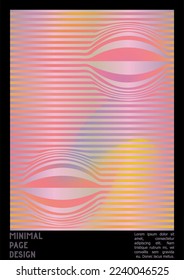 Abstraktes Poster-Design mit optischem Illusionseffekt. Minimale Kollektion von psychedelischen Titelseiten. Farbiger Hintergrund der Wellenlinien. Fluid Stripes Art. Swiss Design. Vektorgrafik zur Platzierung.