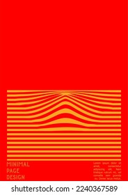 Abstract Poster Design with Optical Illusion Effect. Minimal Psychedelic Cover Page Collection. Monochrome Wave Lines Background. Fluid Stripes Art. Swiss Design. Vector Illustration for Banner. 