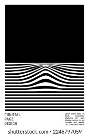 Abstract Poster Design with Optical Illusion Effect. Modern Psychedelic Cover Page Collection. Monochrome Wave Lines Background. Fluid Stripes Art. Swiss Design. Vector Illustration for Brochure.