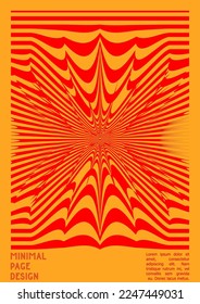 Abstract Poster Design with Optical Illusion Effect. Minimal Psychedelic Cover Page Collection. Neon Wave Lines Background. Fluid Stripes Art. Swiss Design. Vector Illustration for Banner. 