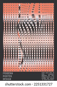 Abstract Poster Design with Optical Illusion Effect. Modern Psychedelic Cover Page Collection. Pastel Wave Lines Background. Fluid Stripes Art. Swiss Design. Vector Illustration for Banner. 