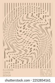 Resumen Diseño de afiches con efecto de ilusión óptica. Colección mínima de portadas psicodélicas. Fondo de las líneas de ondas grises. Arte de Rayas Fluidas. Diseño Suizo. Ilustración vectorial para pancarta. 