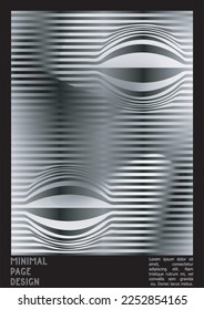 Abstract Poster Design with Optical Illusion Effect. Minimal Psychedelic Cover Page Collection. Neon Wave Lines Background. Fluid Stripes Art. Swiss Design. Vector Illustration for Booklet. 