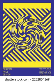 Abstract Poster Design with Optical Illusion Effect. Minimal Psychedelic Cover Page Collection. Monochrome Wave Lines Background. Fluid Stripes Art. Swiss Design. Vector Illustration for Brochure.