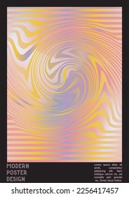 Abstraktes Poster-Design mit optischem Illusionseffekt. Modern Psychedelic Cover Page Collection. Pastellwachs legt den Hintergrund fest. Fluid Stripes Art. Swiss Design. Vektorgrafik für den Flyer.