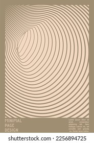 Abstract Poster Design with Optical Illusion Effect. Modern Psychedelic Cover Page Collection. Brown Wave Lines Background. Fluid Stripes Art. Swiss Design. Vector Illustration for Magazine,