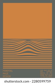 Abstract Poster Design with Optical Illusion Effect. Modern Psychedelic Cover Page Collection. Brown Wave Lines Background. Fluid Stripes Art. Swiss Design. Vector Illustration for Report, 