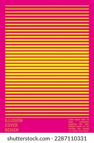 Abstract Poster Design with Optical Illusion Effect. Minimal Psychedelic Cover Page Collection. Monochrome Wave Lines Background. Fluid Stripes Art. Swiss Design. Vector Illustration for Magazine.