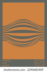 Abstract Poster Design with Optical Illusion Effect. Minimal Psychedelic Cover Page Collection. Grey Wave Lines Background. Fluid Stripes Art. Swiss Design. Vector Illustration for Placard,
