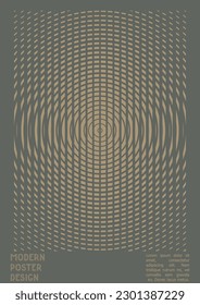 Resumen Diseño de afiches con efecto de ilusión óptica. Colección moderna de portadas psicodélicas. Fondo de las líneas de onda marrón. Arte de Rayas Fluidas. Diseño Suizo. Ilustración vectorial para el folleto, 