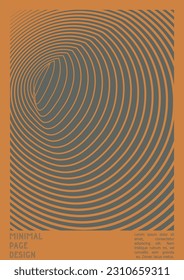 Abstract Poster Design with Optical Illusion Effect. Modern Psychedelic Cover Page Collection. Brown Wave Lines Background. Fluid Stripes Art. Swiss Design. Vector Illustration for Brochure, 