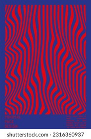 Abstract Poster Design with Optical Illusion Effect. Minimal Psychedelic Cover Page Collection. Bright Wave Lines Background. Fluid Stripes Art. Swiss Design. Vector Illustration for Booklet. 