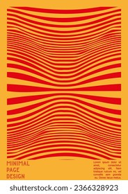 Abstract Poster Design with Optical Illusion Effect. Minimal Psychedelic Cover Page Collection. Bright Wave Lines Background. Fluid Stripes Art. Swiss Design. Vector Illustration for Banner. 